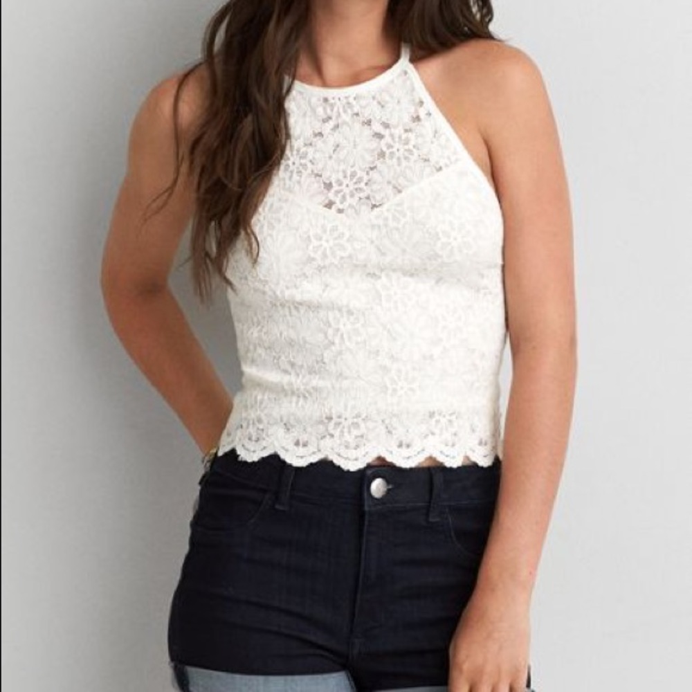 American Eagle Lace Halter Crop Top.